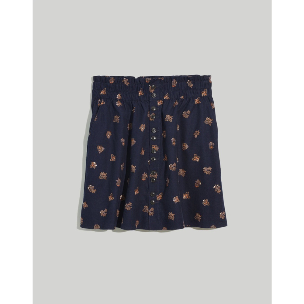 NWT‎ Madewell Paperbag Button Front Mini Skirt Size 1X Blue Floral